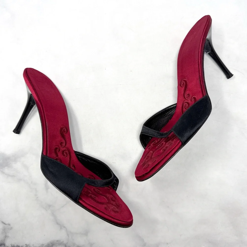 Giuseppe Zanotti Vicini Vintage Y2K Silk Satin Minimalist Slide Mule Sandal Heel - Picture 8 of 15